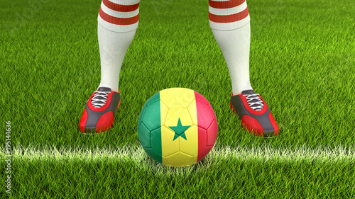 Man and soccer ball with Senegal flag 
