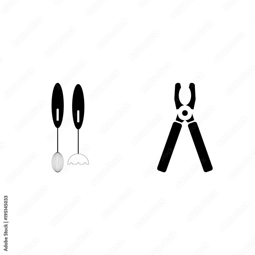 icon Instruments And Tools with mechanical, black, flat, steel and work tool icon Instruments And Tools with mechanical, black, flat, steel and work tool