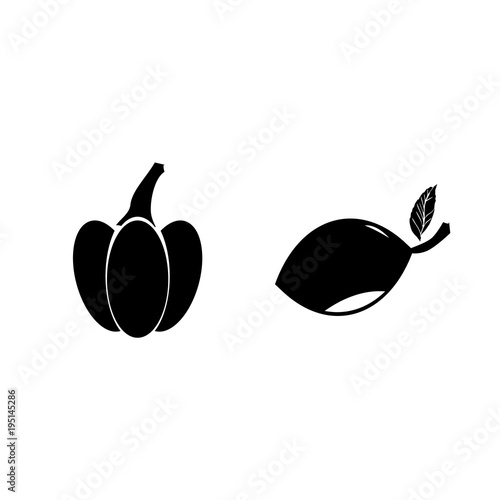 icon Fruits And Vegetables with lemon tree, citus, vitamin, lemon peace and spic