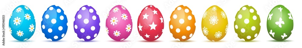Naklejka premium Ostereier Reihe bund bemalt 
