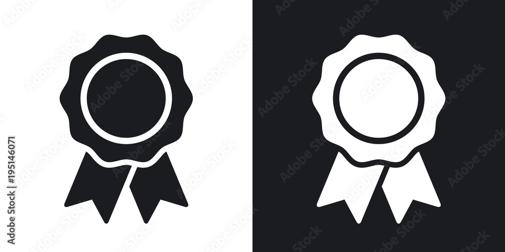 Vector badge with ribbons icon. Two-tone version on black and white background Vector badge with ribbons icon. Two-tone version on black and white background