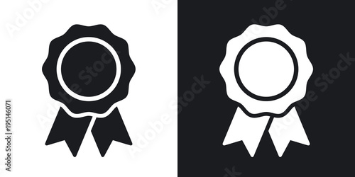 Photo Vector badge with ribbons icon