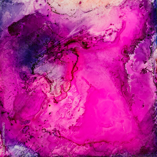 Square watercolor with purple, pink and blue.