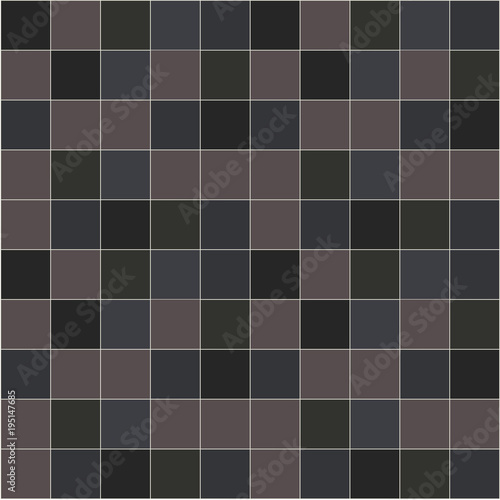 Background seamless pattern of square tiles in different shades of dark colors. 