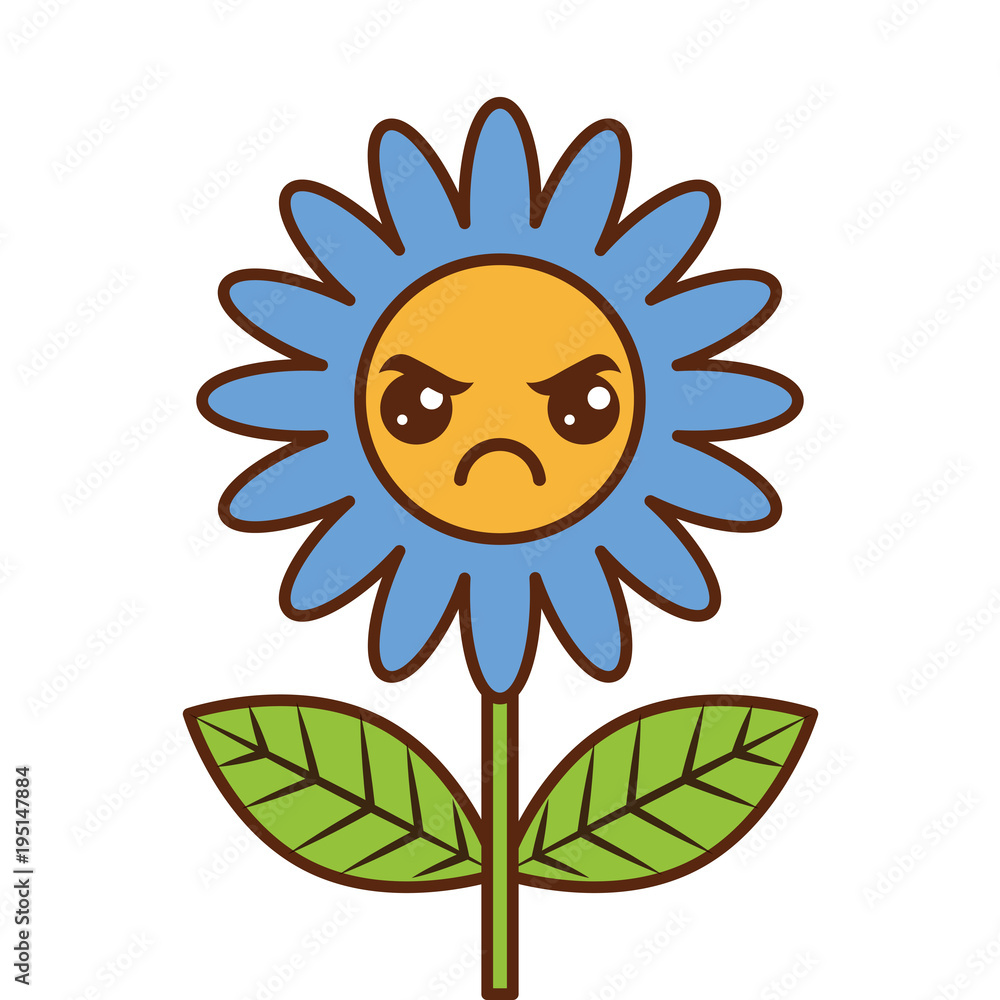 cute kawaii angry flower decoration cartoon