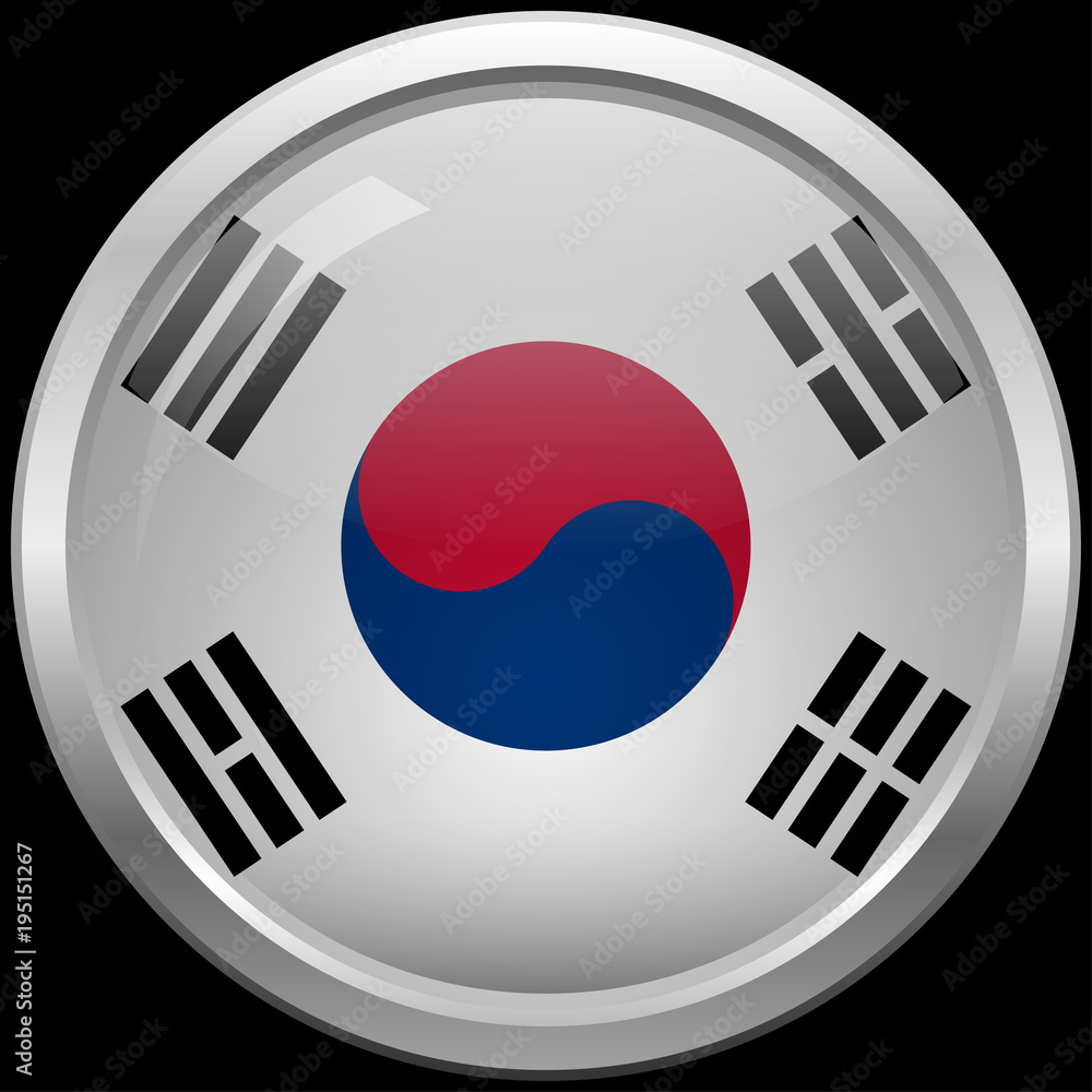 South Korean flag glass button vector illustration South Korean flag glass button vector illustration
