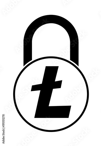 electronic security lock of litecoin ,vector icon.   vector disign. 