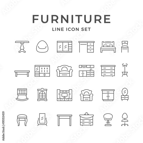 Set line icons of furniture