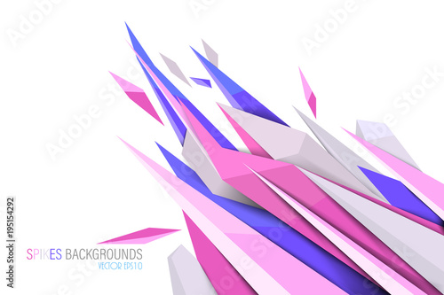 Pink colors spikes shape scene vector abstract wallpaper on a white background