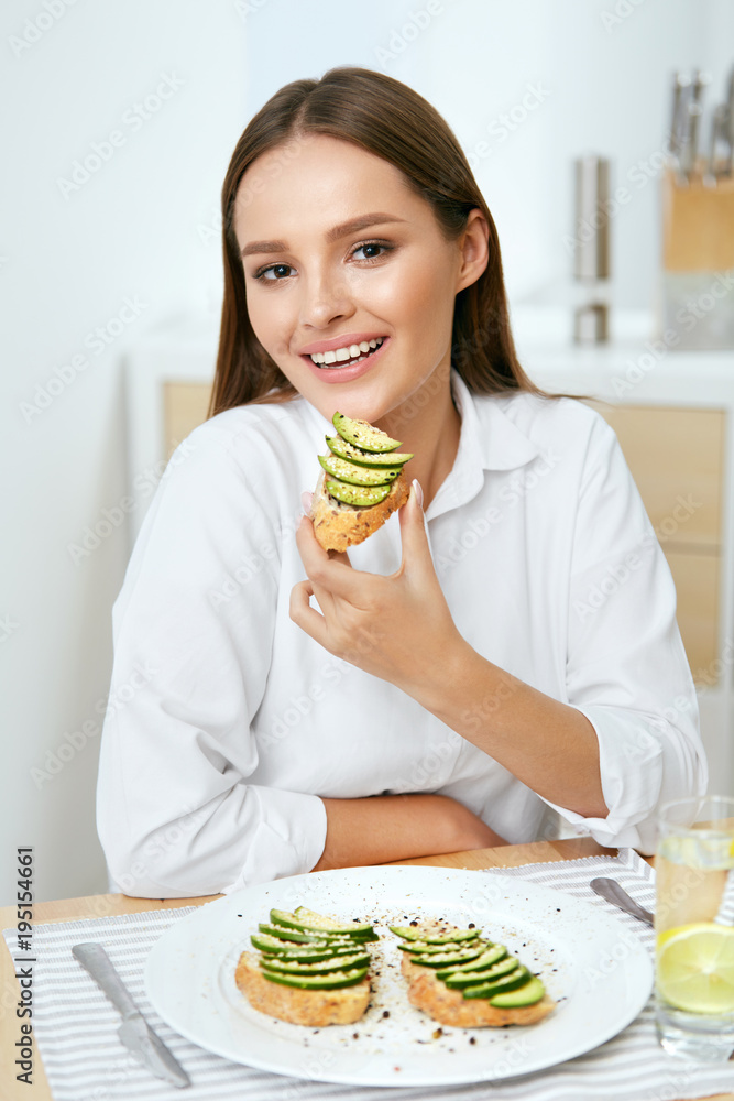Woman Eating Healthy Diet Food