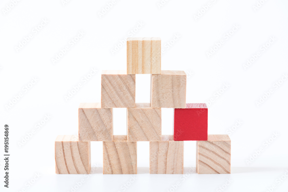 Obraz premium stack of wood cube building blocks