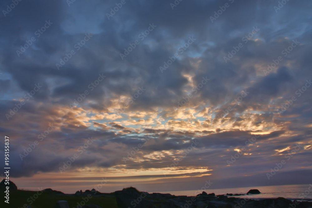 Clouds over the sea in the polar night, Norway