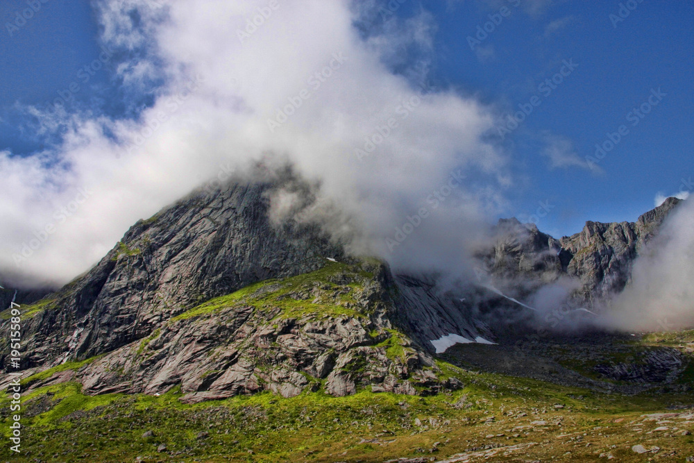 Clouds fly in the Norwegian mountains, Norway