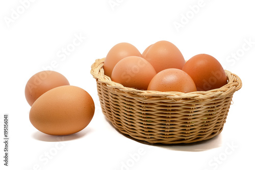 Eggs in the wicker basket o...