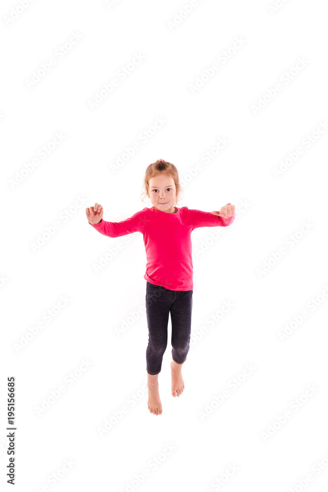 Active happy little girl jumping Active happy little girl jumping