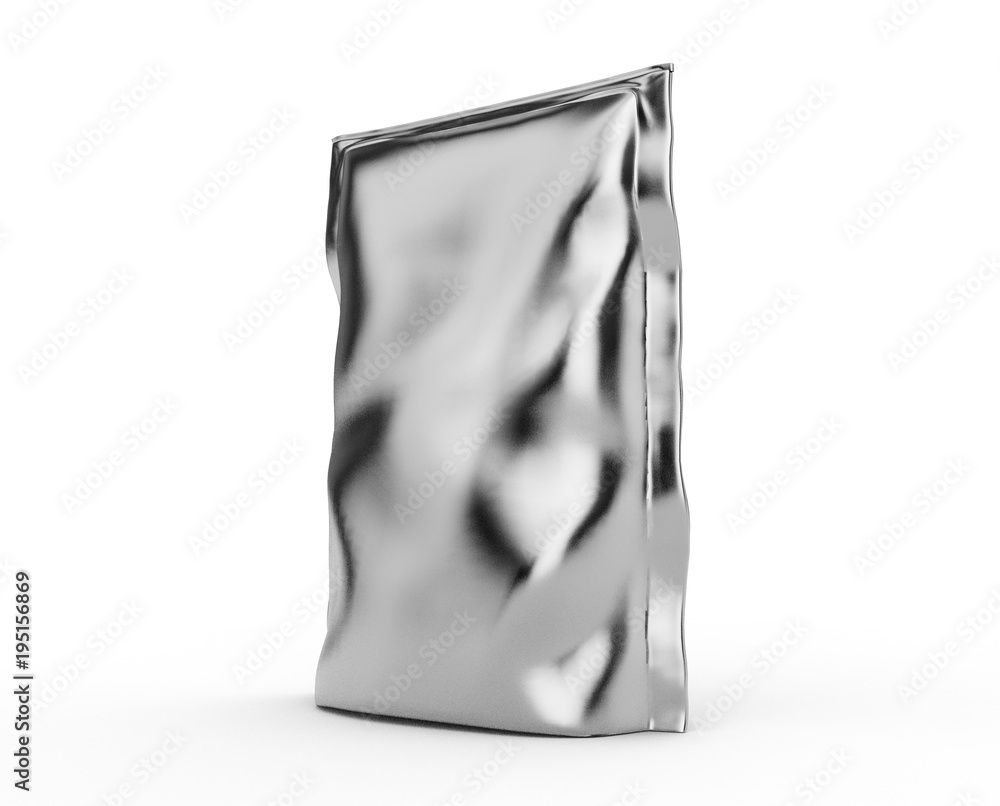 Blank Foil plastic white coffee bag isolated on white background ...