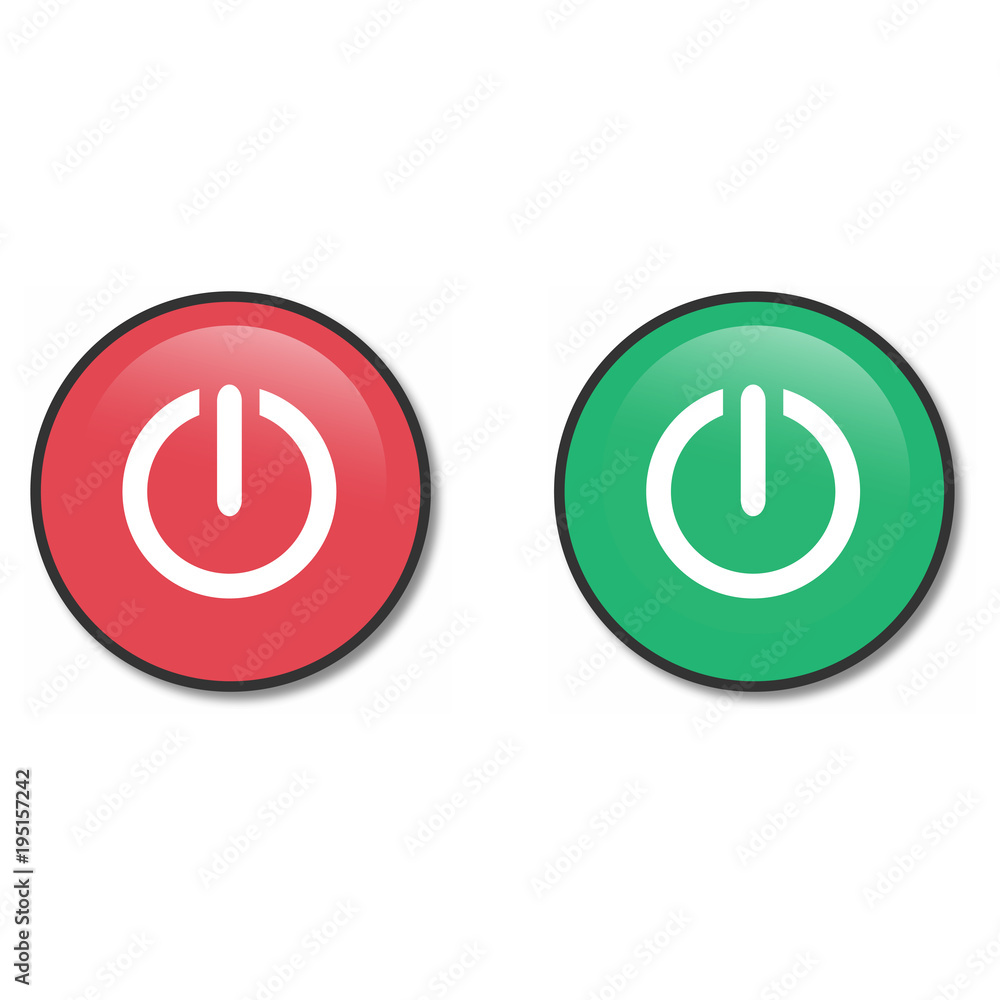 red and green round button with metallic border red and green round button with metallic border