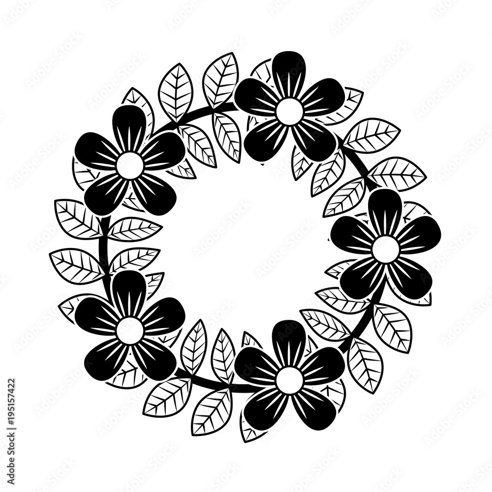 floral wreath flowers and leaves foliage decoration floral wreath flowers and leaves foliage decoration