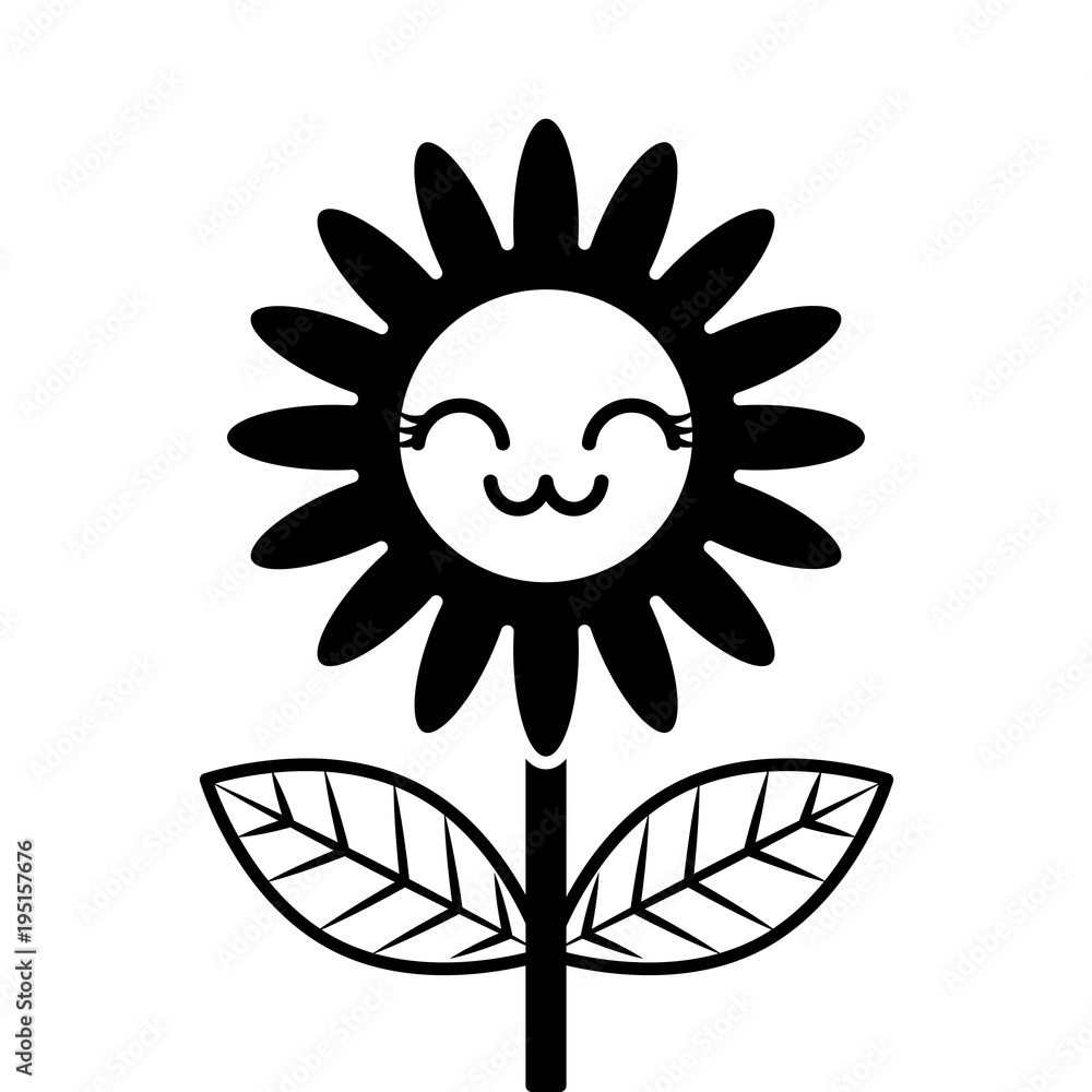 Fototapeta premium cute kawaii flower decoration cartoon