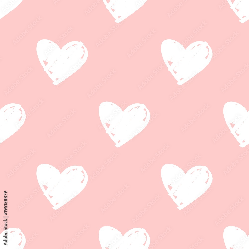 Tile vector pattern with white hearts on pink background