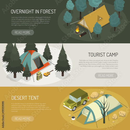 Camping Tents Choices Horizontal Banners Set