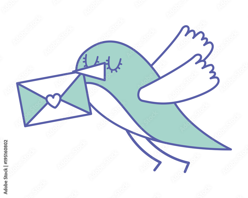 sweet bird with envelope message in beak cartoon sweet bird with envelope message in beak cartoon
