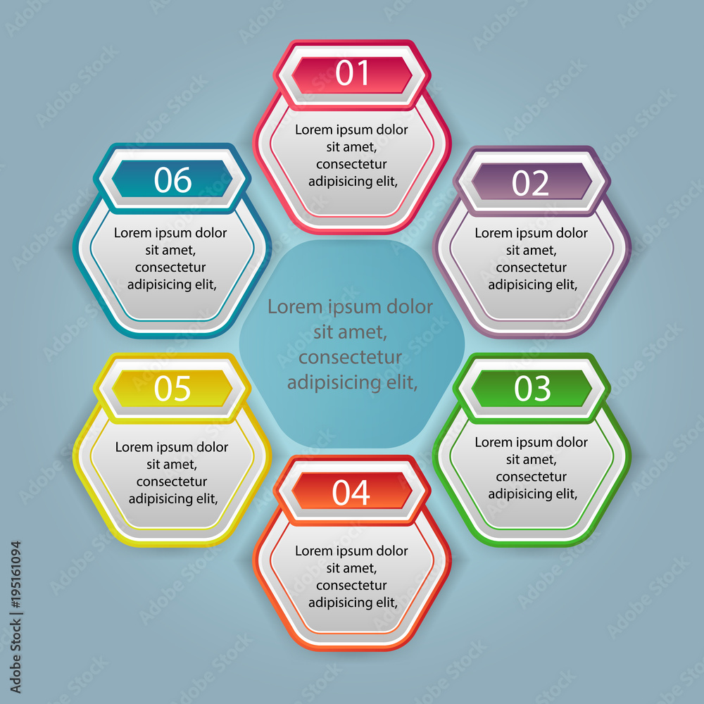 Vector illustration infographics six options. Stock vector Vector illustration infographics six options. Stock vector