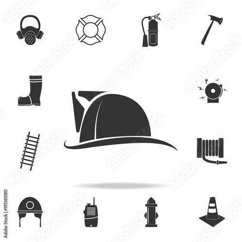Fireman hat icon. Detailed set icons of firefighter element icons. Premium quality graphic design. One of the collection icons for websites, web design, mobile app