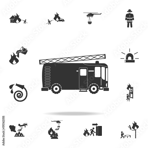 Fire engine icon. Detailed set icons of firefighter element icons. Premium quality graphic design. One of the collection icons for websites, web design, mobile app