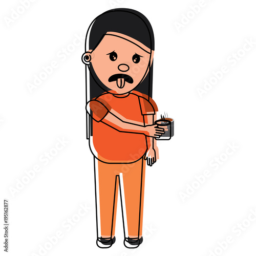woman with tongue out holding up smells nasty