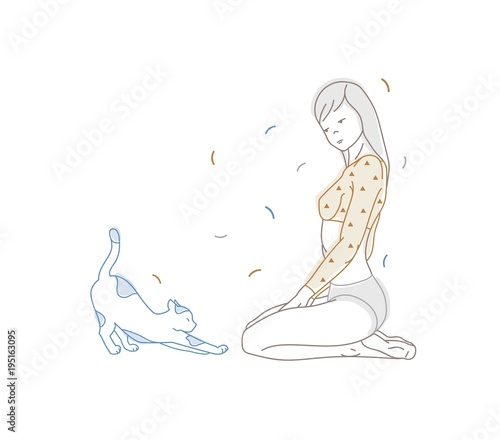 Gorgeous girl dressed in panties and long sleeved crop top sitting on floor a...
