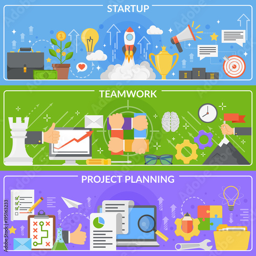 Startup Development Concept Banners