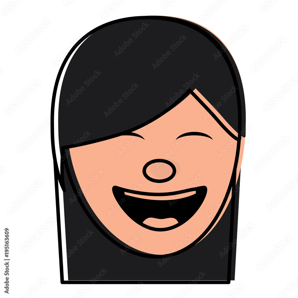 cartoon face woman happy laughing character cartoon face woman happy laughing character