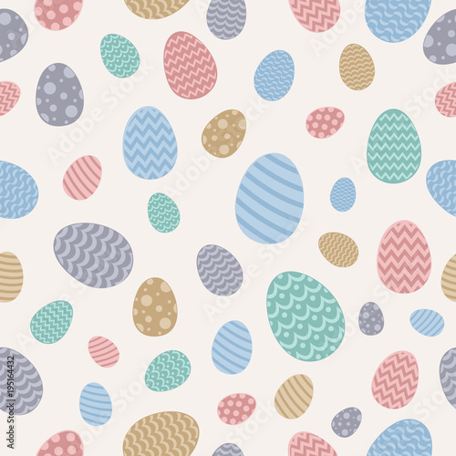Design of Easter wrapping paper with colorful eggs - seamless background. Vector.