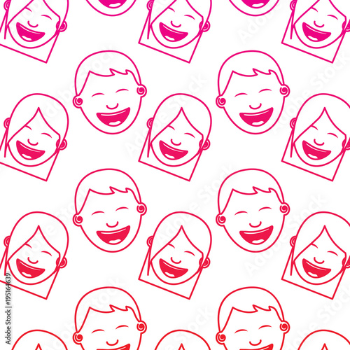 pattern faces smiling happy boys and girls