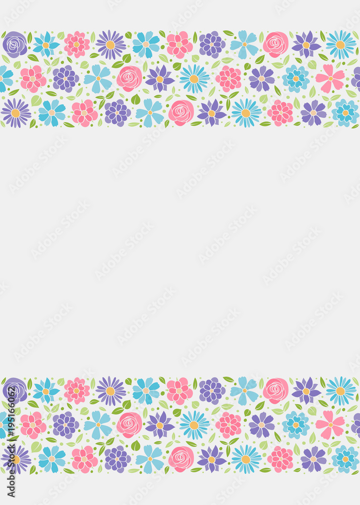 Stylish floral background. Layout of a postcard with hand drawn flowers. Vector. Stylish floral background. Layout of a postcard with hand drawn flowers. Vector.