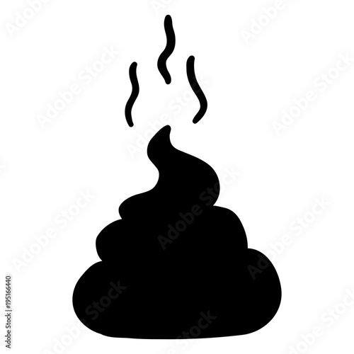 Vector Black Silhouette Shit Icon. Poop Sign.
