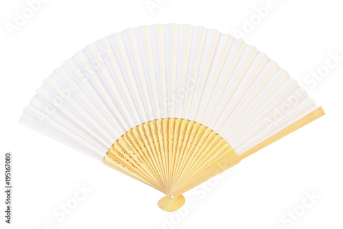 White folding fan isolated on white background