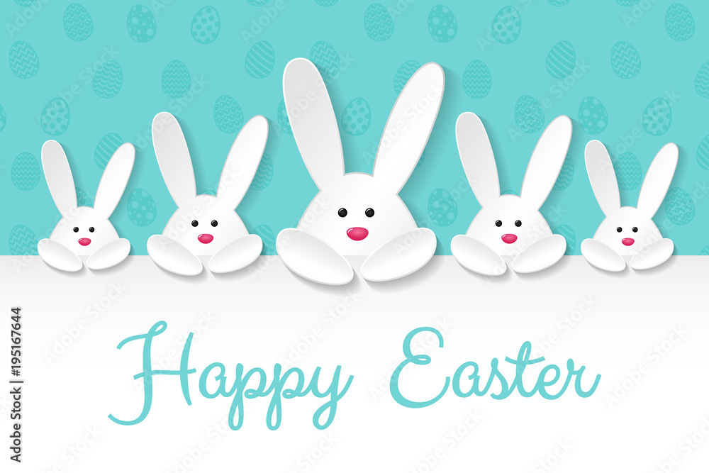 Concept of Easter decoration with cute bunnies and greetings. Vector. Concept of Easter decoration with cute bunnies and greetings. Vector.