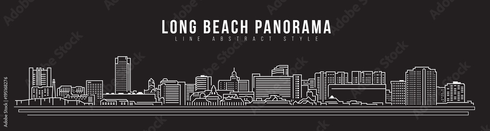 Cityscape Building Line art Vector Illustration design - Long beach city panorama