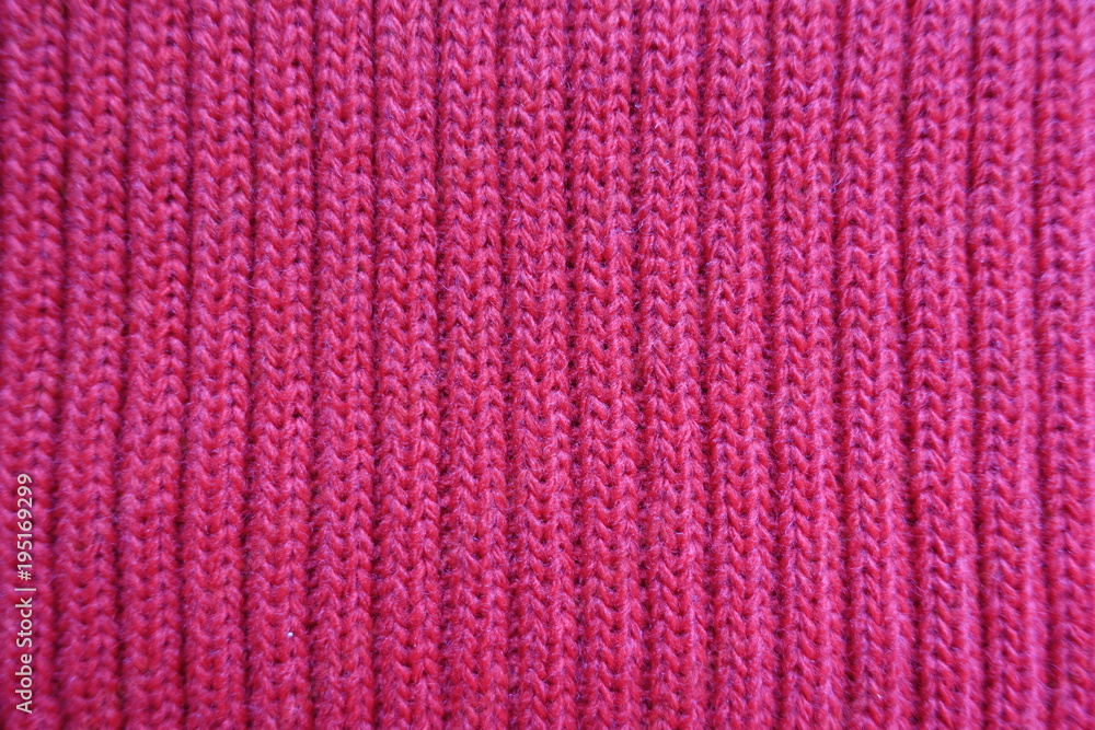Rose red knitted fabric with ribs from above