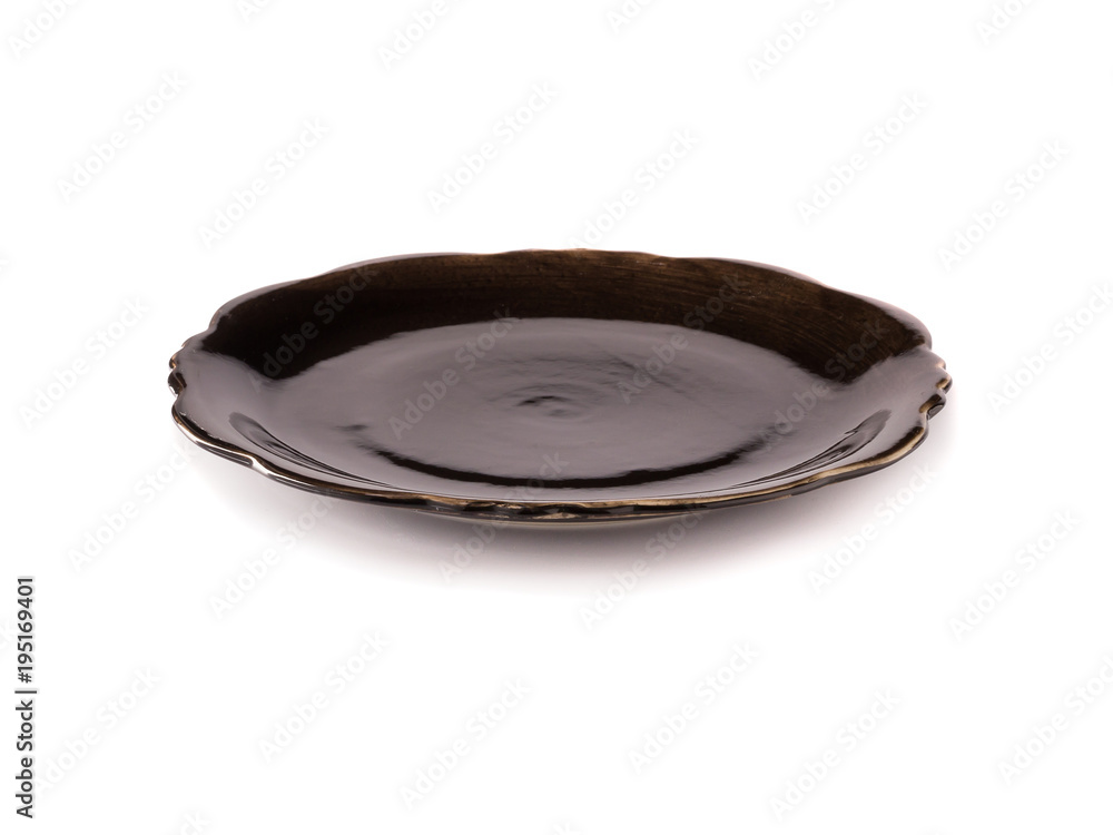 modern ceramic plate (beautiful shape) on white background