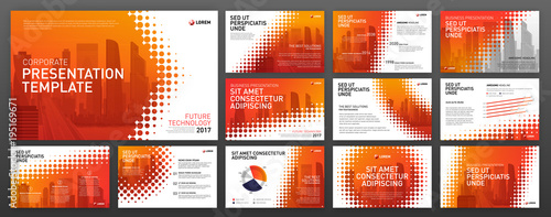 Business presentation powerpoint templates set. Use for presentation background, keynote template, brochure design, website slider, landing page, annual report, company profile.