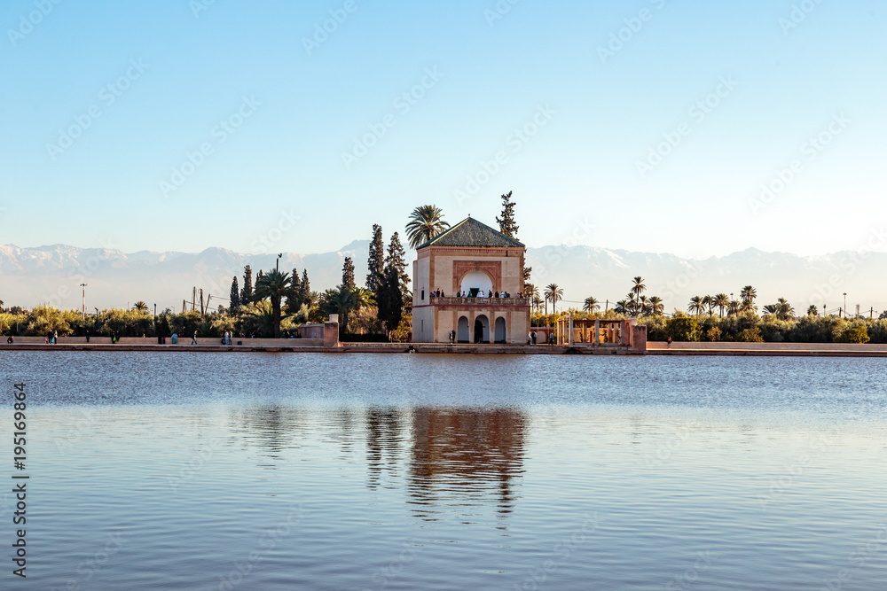 Obraz premium the artificial lake of the Menara gardens