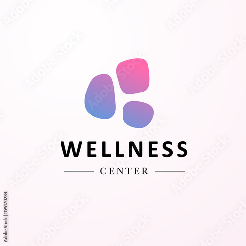Vector wellness center logo with abstract stylized stone isolated on textured background. Also good for beauty, spa, and yoga studio, massage salon, health care centers, fashion insignia design.