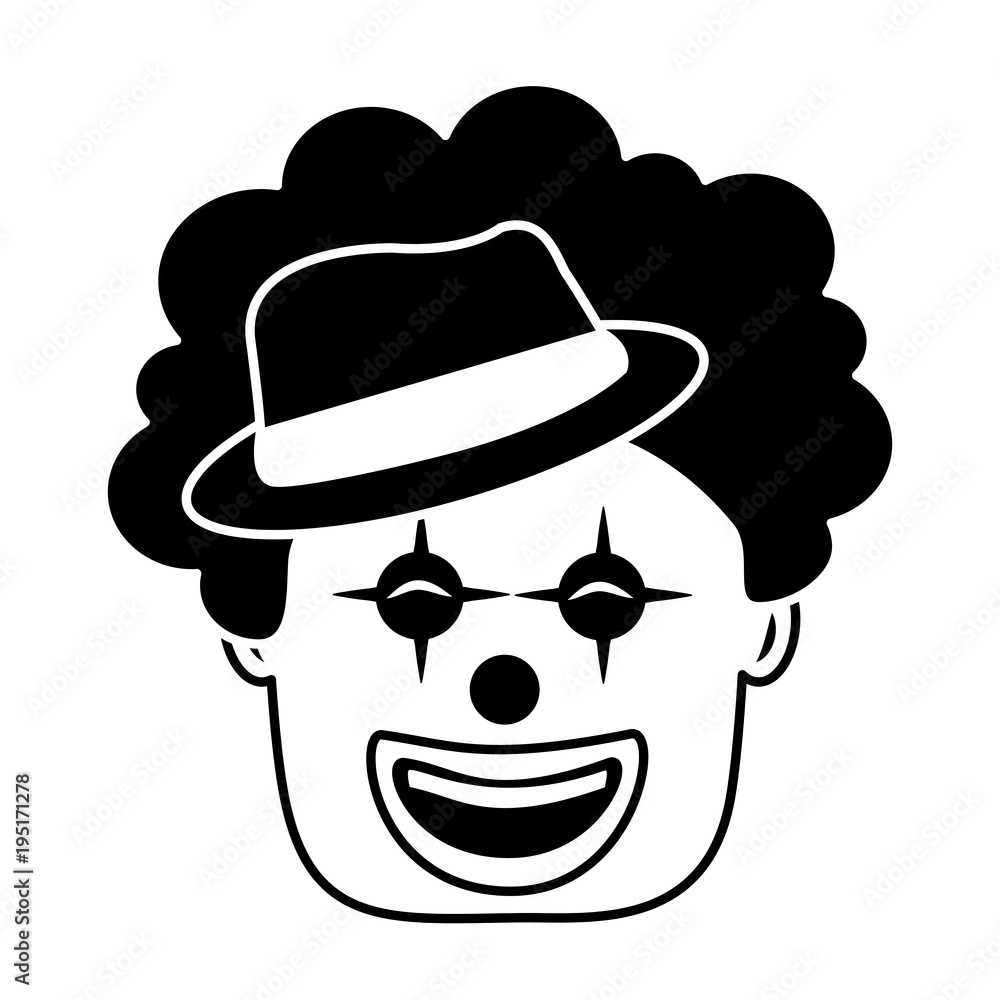 smiling clown face with hat and hair funny smiling clown face with hat and hair funny