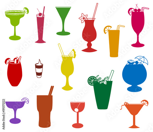 Set icons of different kinds of cocktails vector illustration sketch