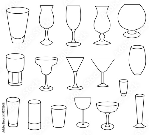 Set icons of different kinds of glasses vector illustration sketch