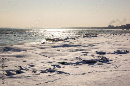 Baltic sea at winter in Sopot, Pomorskie, Poland