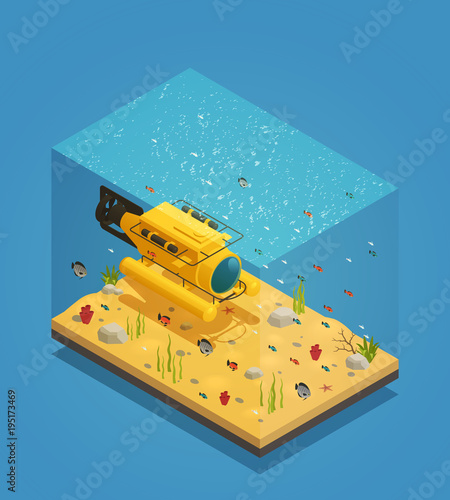 Bathyscaphe Underwater Equipment Vector Illustration 